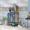 3-Tier Yard Tool Tower Rack, Garden Tool Organizer with 14 Hooks for Long-Handled Rakes, Shovel, Broom, Black