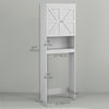 Over The Toilet Cabinet, Modern Bathroom Above Toilet Storage with Barn Doors and Open Shelf, White