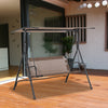 2-Person Porch Swing Chair, 2 Seater Patio Swing Bench w/ Adjustable Canopy, Breathable Seat for Garden, Poolside, Brown