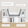 6-Cubby Bookcase with Seat Cushion, Cube Storage Shelf with Reading Nook for Home Office, Study, Grey