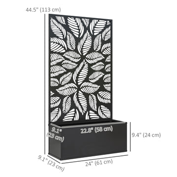 Metal Raised Garden Bed with Privacy Panel, Freestanding or Wall Mounted Outdoor Planter Box for Garden, Patio