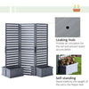 Outdoor Privacy Screen Wood Privacy Panel with 4 Planter Boxes, Raised Bed with 3 Panels, Drainage Holes, Grey