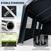 20 x 13 ft Carport, Portable Garage with Roll-Up Door and Windows, PE Canopy, Steel Frame, Dark Grey
