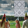 Portable Outdoor Rug with Carry Bag, 9' x 12' Reversible Mat, Waterproof Plastic Straw RV Rug for Backyard, Deck, Picnic, Beach, Camping, Gray & White Flower