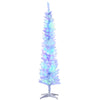6' Prelit Christmas Trees, Pencil Artificial Christmas Tree with Colourful Surface Tips, Colourful LED Lights, White
