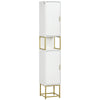 Tall Bathroom Storage Cabinet, Modern Narrow Bathroom Cabinet with Diamond Chevron Pattern and Adjustable Shelf, White