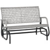 2 Seater Wicker Outdoor Glider Bench, Patio Swing Garden Bench, Garden Loveseat Rocking Chair, w/ Extra Wide Seat, Curved Backrest for Backyard, Poolside, Lawn, Mixed Grey