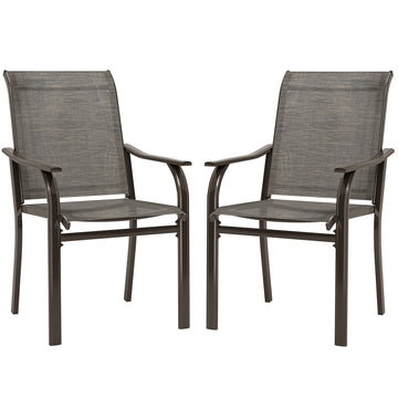 Patio Chairs Set of 2 with Armrest and High Backrest, for Backyard, Balcony, Porch, Poolside, Deck, Garden, Brown