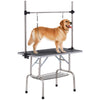 Adjustable Dog Grooming Table with 2 Safety Slings, Storage Basket, Black