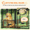 Outdoor Dog Kennel, Lockable Pet Playpen Crate, Welded Wire Steel Fence, Rotating Bowl Holders