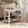 Bamboo Shoe Storage Bench, 3-Tier Entryway Bench with 2 Storage Shelves for Hallway, Holds 6 Pairs, White