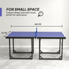 Soozier 6x3ft Compact Midsize Table Tennis Table Multi-Use Family Ping-pong Table Free Standing Folding Blue