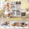 Qaba Kids Kitchen Playset, 2-in-1 Convertible Table and Chair Set with Sink, Oven, Microwave, Accessories for 3-8