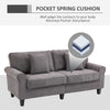 Modern 3 Seater Sofa, Corduroy Fabric 3 Seater Couch with Pine Wood Legs and Rolled Armrests for Living Room, Light Grey