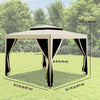 10' x 10' Outdoor Canopy Tent Party Tent with Mesh Netting and Double Tier Roof for Backyard, Garden, Patio, Beige