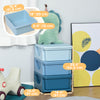 Qaba 3 Tier Kids Toy Organizer and Storage Bins with 3 Plastic Drawers, Blue