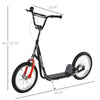 Kids Kick Scooter for 5+ Year Old, Kids Ride on Toy w/ 16'' Inflatable Wheel Dual Brakes, Black