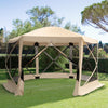 12' x 12' Hexagon Automatic Pop Up Screen Tents Camping Shelter Picnic Canopy Outdoor Sun Shade with Mesh Sidewalls and Carry Bag