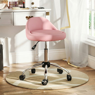 Salon Stool, Adjustable Rolling Stool, Pink