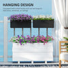 2 Pack 20 Inch Hanging Flower Pots, Railing Planter Box for Fence, Garden, Rattan Look, Black