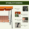 3-Seater Outdoor Porch Swing with Adjustable Canopy, Patio Swing Chair for Garden, Poolside, Backyard, Orange