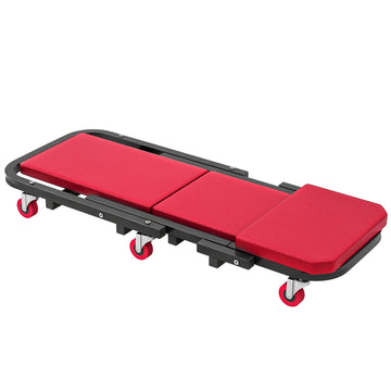 Automotive Z Creeper Seat, 2-in-1 330 lbs Rolling Garage Mechanic Creeper & Stool with Pad, 6 Wheels, Red
