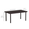 Metal Outdoor Side Table, Rectangle Patio Coffee Table with Woodgrain Tabletop for Outside Garden, Brown