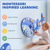 Qaba Whale Activity Wall Busy Board, 13 in 1 Montessori Sensory Wall Panel for Playroom Nursery Classroom Boys Girls 2+, Blue