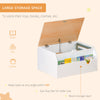 Wooden Kids Toy Box with Lid, Children Storage Organizer with Safety Hinge, Toy Trunk Chest, White
