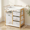 Qaba Baby Changing Table, Diaper Changing Station with Waterproof Pad, 3 Drawers and Large Basket for Newborn & Infant, White