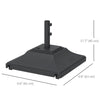 Square Umbrella Base with Wheels, 99 lbs Water or 132 lbs Sand Filled, with Double Adjustable Knob, Black