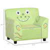 Qaba Kids Sofa, Armrest Chair for Preschool, Toddler Couch for Kids Room, Kindergarten with Cute Animal Print, Super-soft Velvet, Eucalyptus Wood, Green