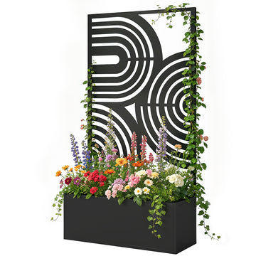 Metal Planter Box with Trellis, 44.5