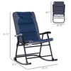 Folding Rocking Chair Set of 2 Padded Rockers with Armrest, Navy Blue