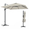 8 FT Aluminium Cantilever Patio Umbrella with 360° Rotation, Cross Base, Crank and Tilt for Garden, Patio, Light Grey