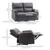 2 Seater Reclining Chair, Loveseat Recliner Sofa with Footrest and Split Backrest, Dark Grey