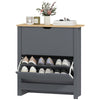 Shoe Storage Cabinet with 2 Flip Drawers and Adjustable Shelves for 8–12 Pairs of Shoes, Dark Grey