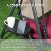 3-Seat Patio Swing Chair, Outdoor Canopy Swing Glider with Adjustable Shade, Wine Red