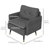 Accent Chair, Upholstered Armchair with Tufted Back Cushion and Steel Legs for Living Room, Bedroom, Dark Grey