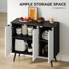 Modern Sideboard and Buffet, Dining Room Cabinet with Adjustable Shelves and 3 Doors, Black