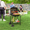 Charcoal BBQ Grill, BBQ Grill with 1840 cm² Cooking Area, 3 Shelves, Adjustable Vent, Lockable Lid, Wheels, Black