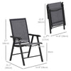 2-Piece Folding Chair Set for Relaxing on Patio Balcony Garden, Comfortable Outdoor Furniture with Armrests, Dark Grey