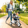 Qaba 6 in 1 Kids Tricycle with Removable Handlebar and Canopy, White