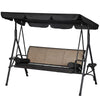 3-Seat Patio Swing Chair, Outdoor Canopy Swing Glider with Adjustable Shade, Black