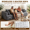 3 Seater Sofa, Chenille Boneless Cloud Couch with Thick Spring Cushion, Wide and Deep Seat, Wide Armrests, Grey