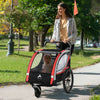 3-in-1 Bike Trailer for Kids, Running Stroller with 2 Seats, Jogging Cart with 5-Point Harness, Storage Units