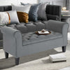Button Tufted Storage Ottoman Bench, End of Bed Bench with Rolled Arms, Storage Chest for Living Room, Entryway, Grey