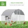 Galvanized Large Metal Chicken Coop Cage Walk-in Enclosure Poultry Hen Run House Playpen Rabbit Hutch with Cover for Outdoor Backyard 9.2' x 6.2' x 6.5' Silver