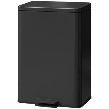 Garbage Bin, Soft-Close Trash Can with Foot Pedal, 5 Gallon (20 L) Garbage Can with Removable Inner Bucket, Black