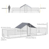 Chicken Run, 23' x 6.6' Metal Chicken Coop with Waterproof and Anti-UV Cover, Spire Roof, Door, for 12-14 Chickens, Ducks, Rabbits, Sliver